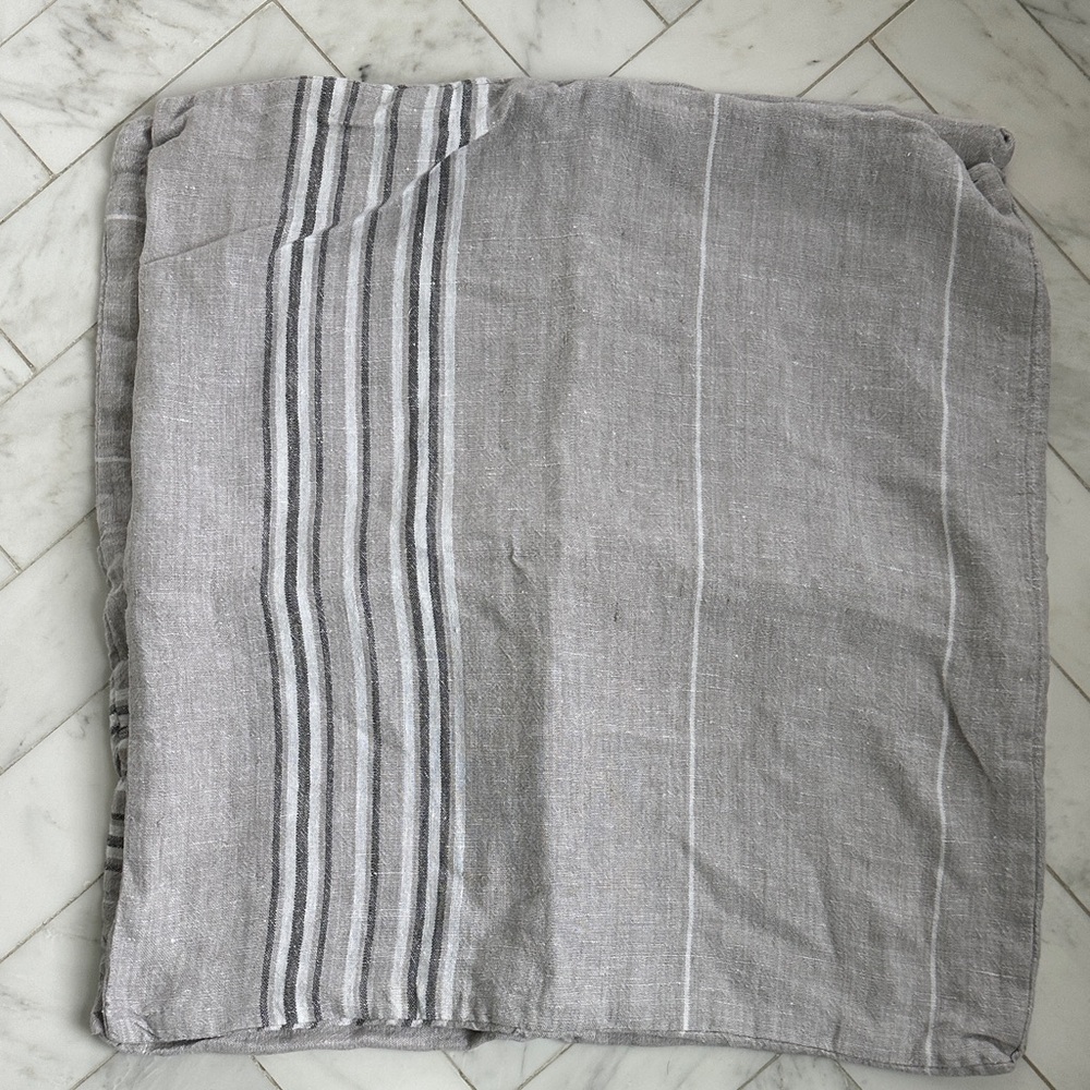 Coyuchi 100% Linen Gray Striped Euro Shams - Picture 3 of 5